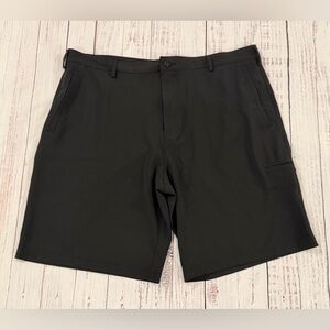 Nike Golf Chino Flat Front Black Shorts Size 40 Lightweight Preppy EUC